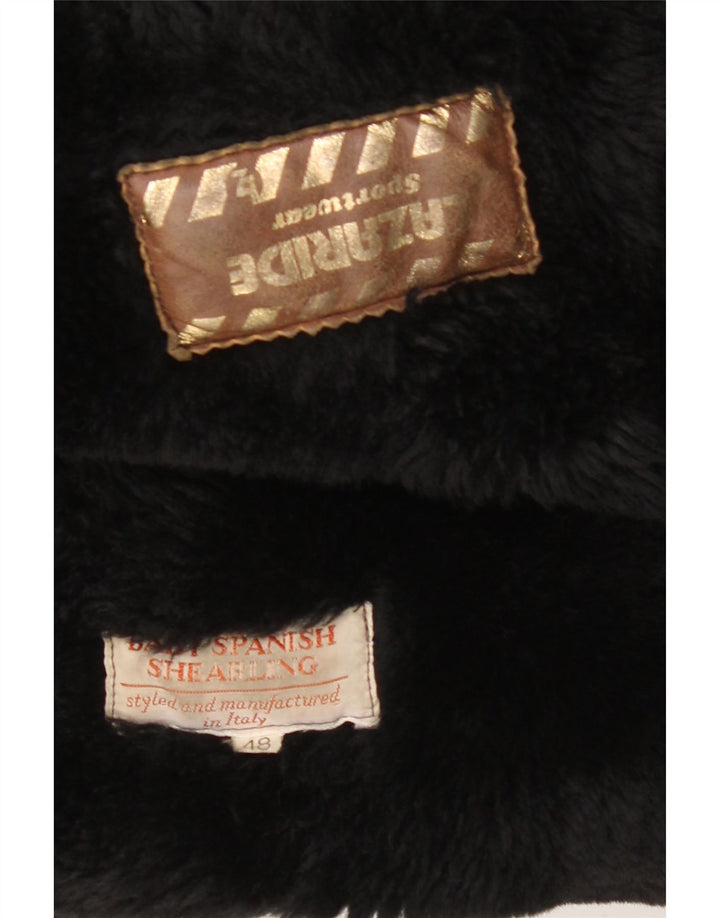 Мужская двубортная куртка свободного кроя VINTAGE IT 48, черная короткая дубленка среднего размера