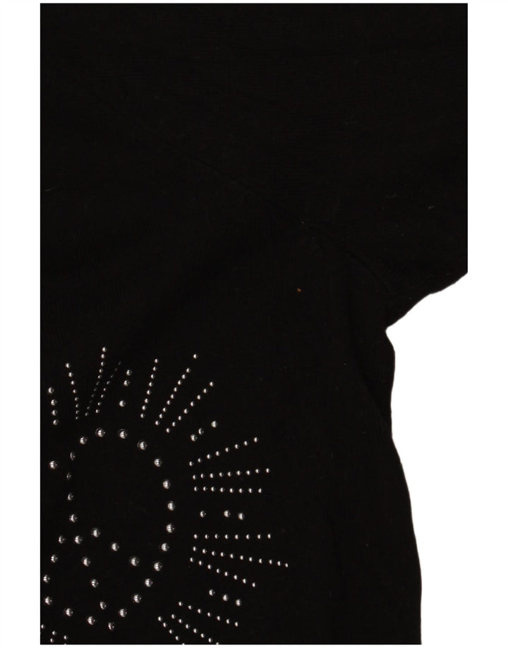 Женский джемпер с V-образным вырезом и рисунком DESIGUAL UK 16, большой черный синтетический