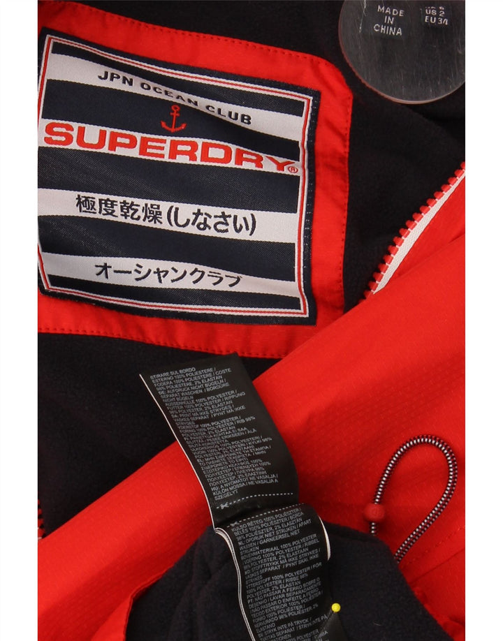 SUPERDRY Женская дождевик с капюшоном и графикой UK 6 XS Красный Полиэстер