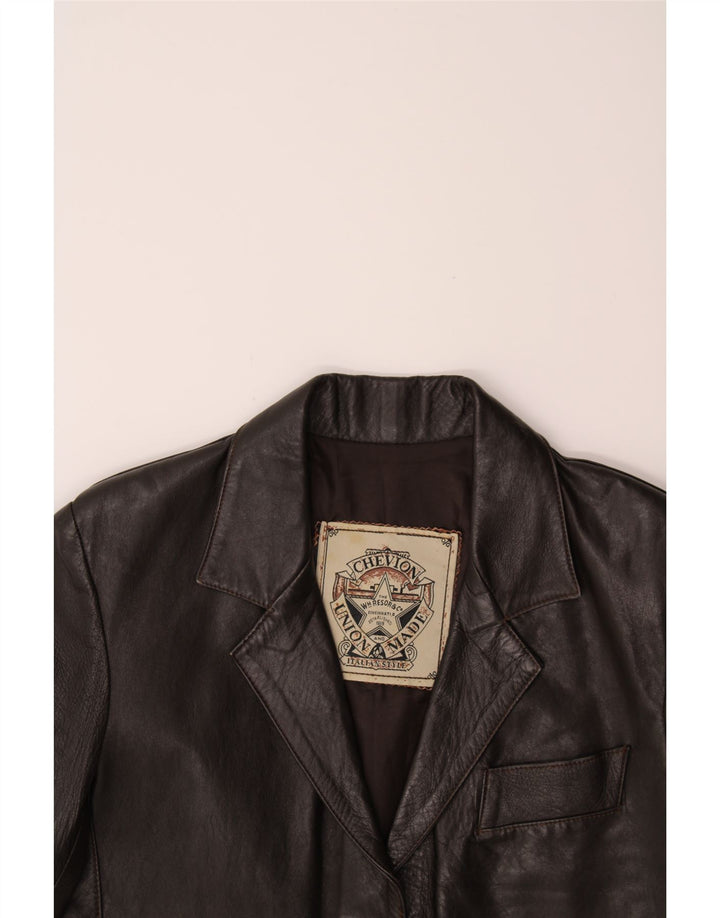 VINTAGE Womens Leather Coat UK 14 Medium Black Vintage Vintage and Second-Hand Vintage from Messina Hembry 