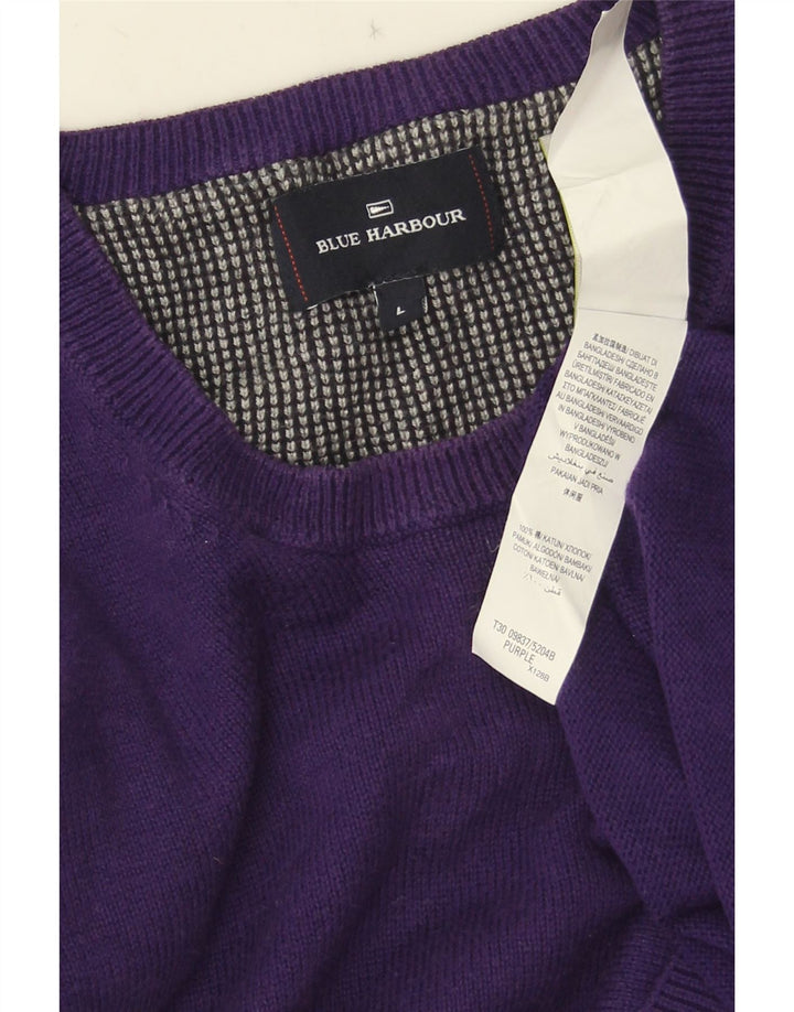 Мужской синий свитер с круглым вырезом Marks & Spencer, большой фиолетовый