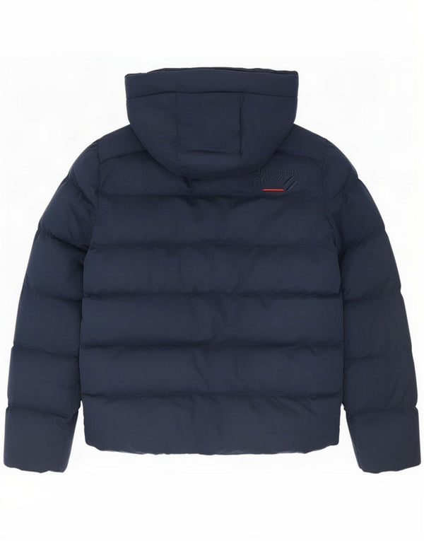 Мужская стеганая куртка с капюшоном Superdry UK 36, маленькая, темно-синяя, полиэстер