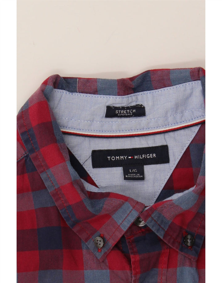 TOMMY HILFIGER Mens Shirt Large Red Check Cotton Vintage Tommy Hilfiger and Second-Hand Tommy Hilfiger from Messina Hembry 