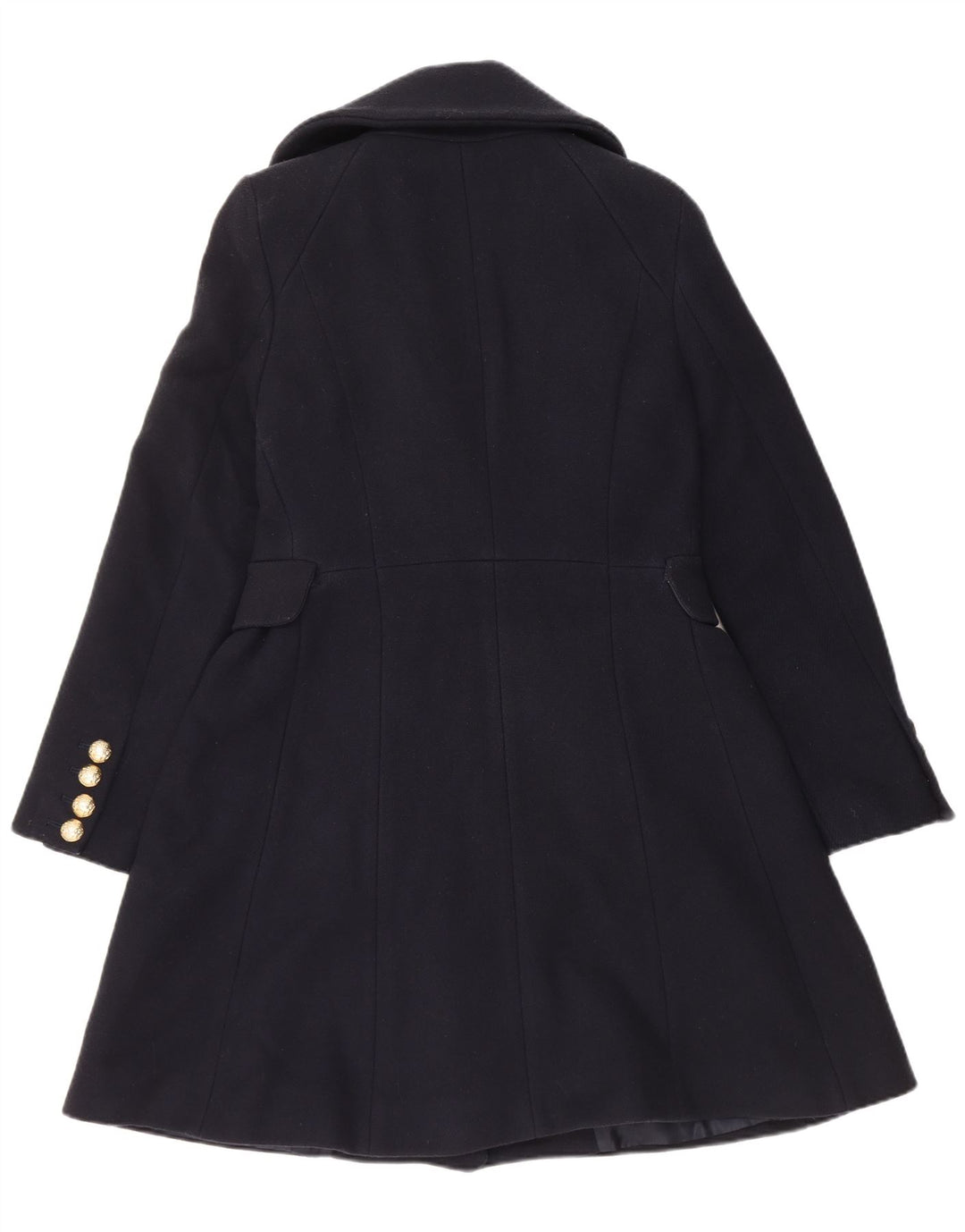 Женское двубортное пальто Zara UK 14, темно-синее, большое, шерсть