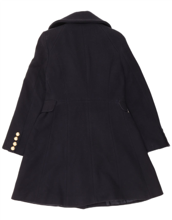 Женское двубортное пальто Zara UK 14, темно-синее, большое, шерсть