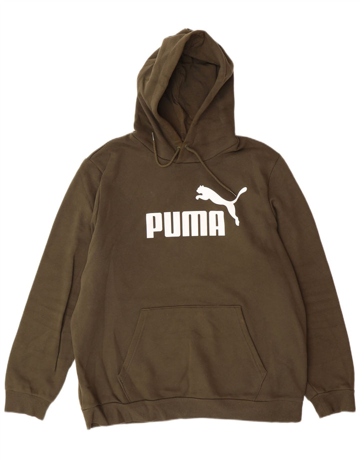 Мужской джемпер с капюшоном PUMA, большой размер, хлопок цвета хаки