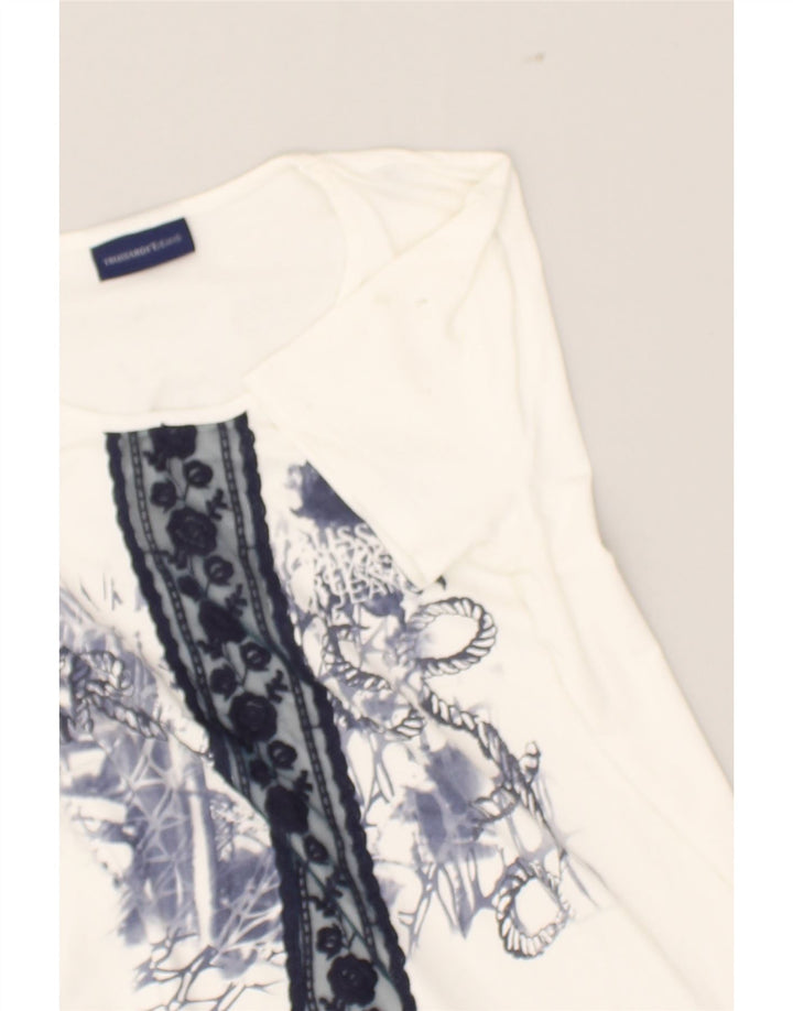 TRUSSARDI Womens Graphic T-Shirt Top UK 18 XL White | Vintage Trussardi | Thrift | Second-Hand Trussardi | Used Clothing | Messina Hembry 