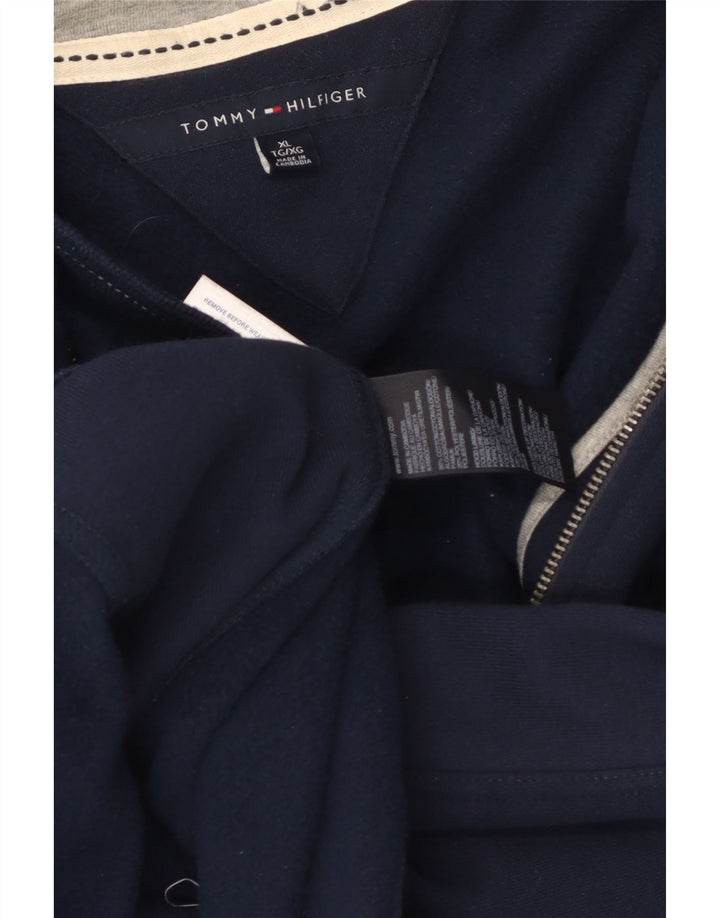 TOMMY HILFIGER Мужской свитер с капюшоном на молнии XL, темно-синий, хлопок