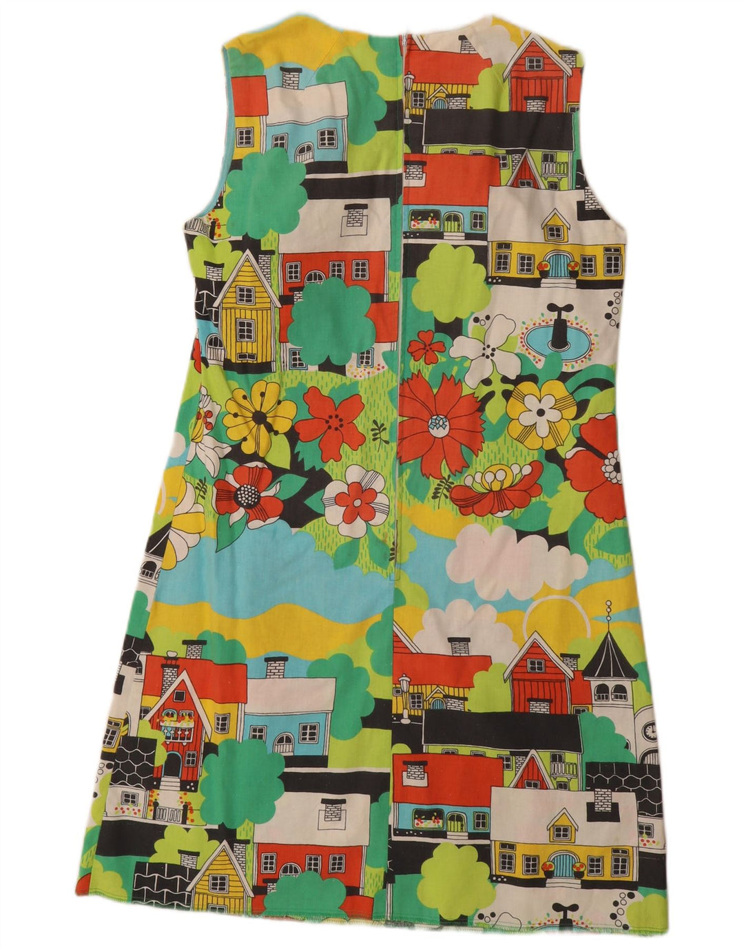 ВИНТАЖНОЕ базовое женское платье IT 42, новинка среднего размера с разноцветным цветочным принтом