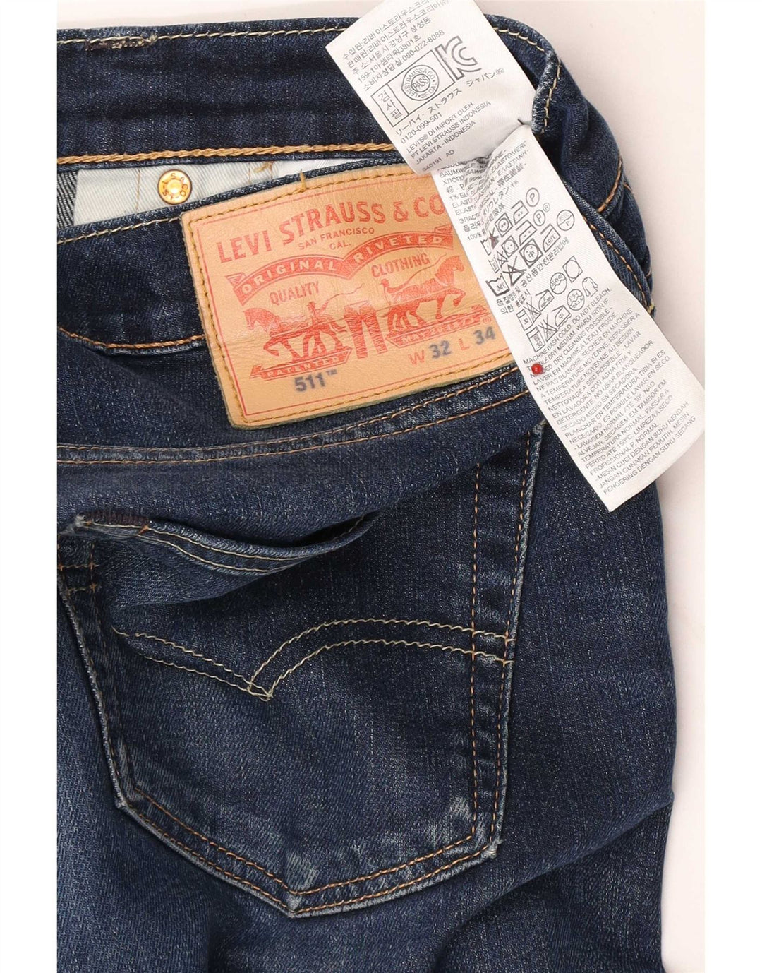 Мужские джинсы Levi's 511 Slim W32 L34 Темно-синие, хлопок