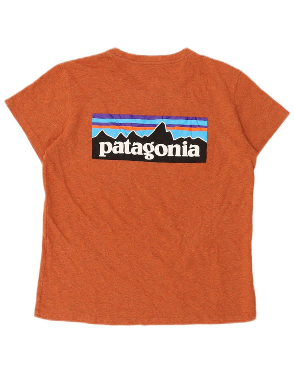 Женская футболка с рисунком Patagonia Top UK 10, маленький полиэстер с оранжевыми крапинками