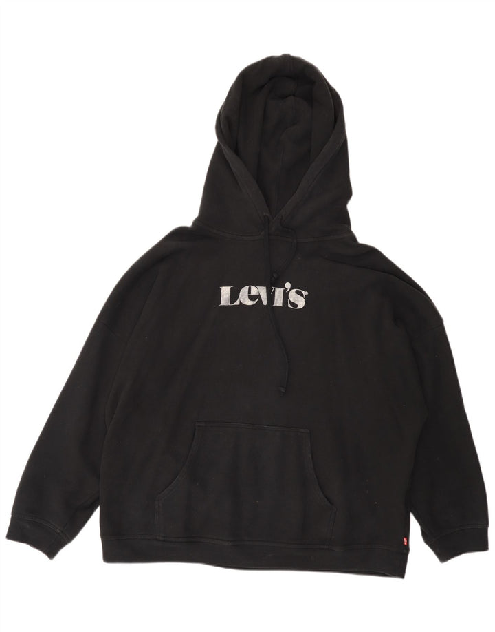 Женский джемпер с капюшоном LEVI'S Graphic Oversized UK 16, большой черный хлопок