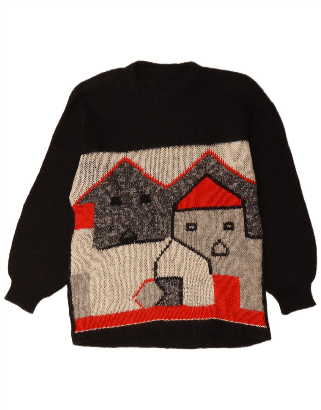 ВИНТАЖНЫЙ женский удлиненный джемпер с круглым вырезом, Великобритания, 18 XL, черный