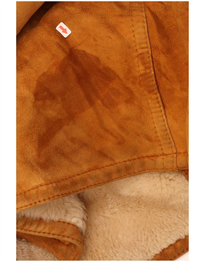 Мужское пальто из овчины VINTAGE IT 52 XL Коричневое кожаное