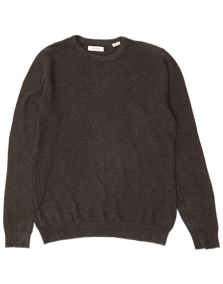 Мужской джемпер с круглым вырезом Jack & Jones, хлопковый свитер среднего зеленого цвета
