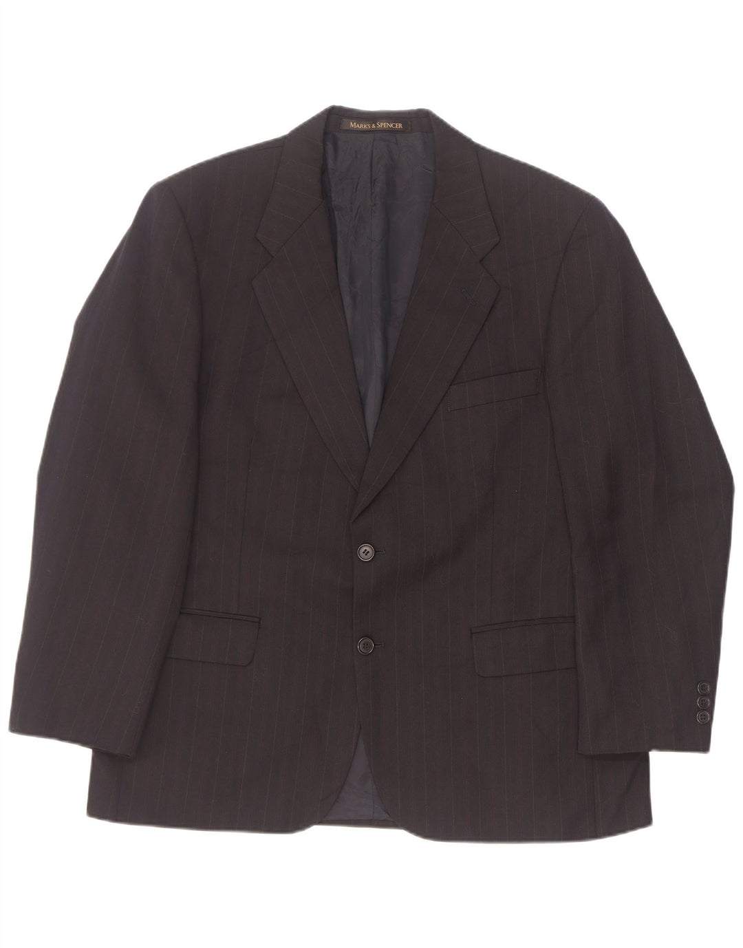 Мужской пиджак на двух пуговицах Marks & Spencer EU 52/54 4XL, черный в тонкую полоску