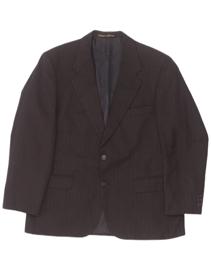 Мужской пиджак на двух пуговицах Marks & Spencer EU 52/54 4XL, черный в тонкую полоску