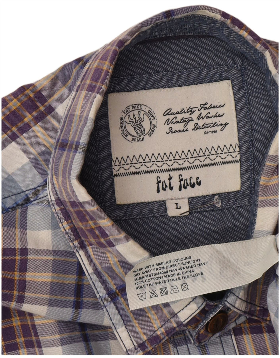 Мужская рубашка Fat Face, хлопок, большая синяя клетка