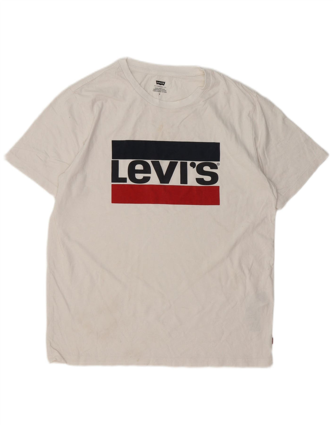 Мужская футболка с рисунком Levi's, топ среднего размера, белый хлопок, хлопок
