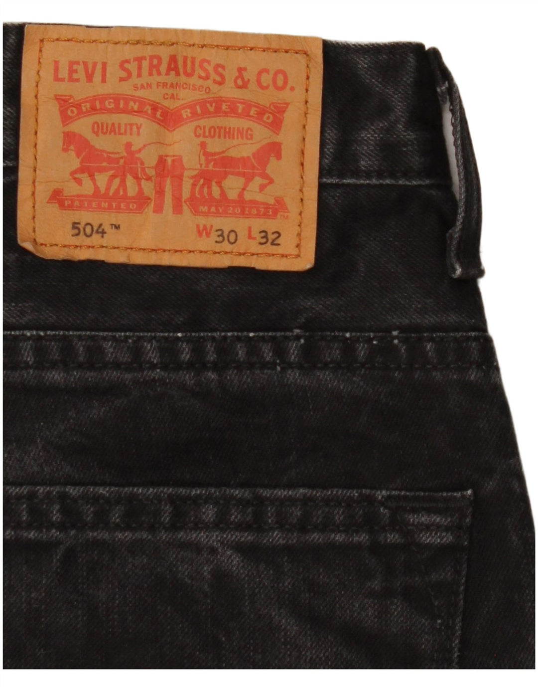 Мужские прямые джинсы Levi's 504 W30 L32, черный хлопок