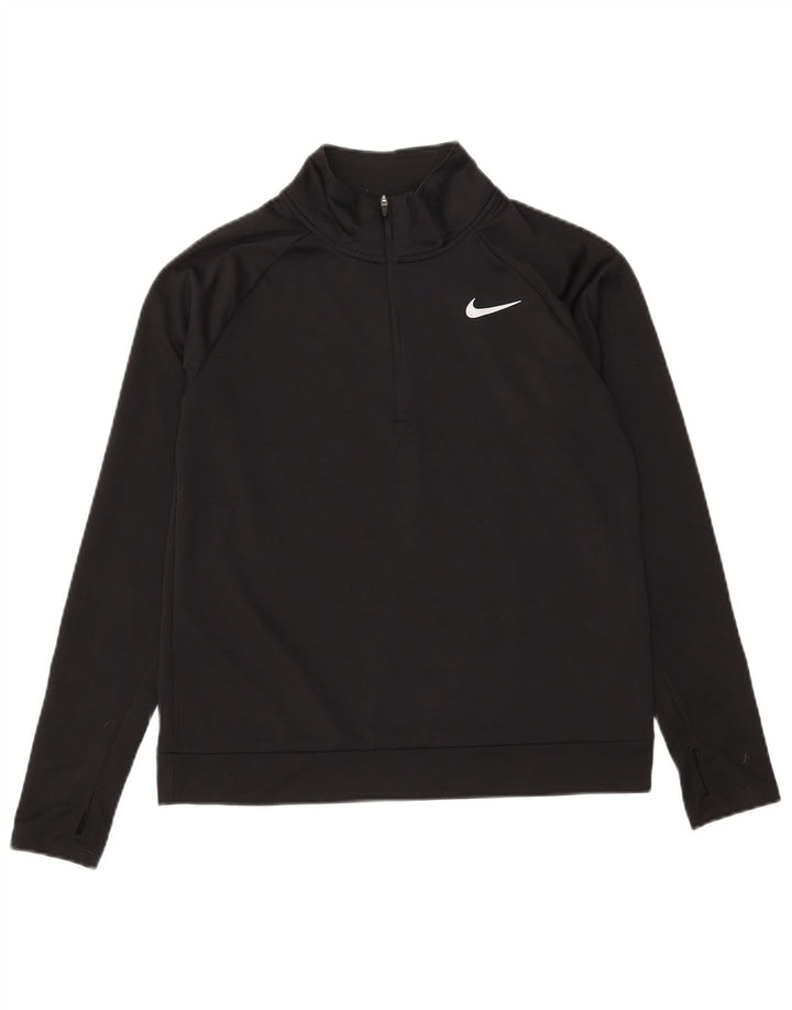 Женский пуловер с воротником на молнии NIKE Dri Fit UK 10, маленький черный цвет