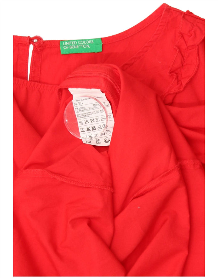 BENETTON Женская блузка без рукавов, топ UK 18 XL, красный хлопок
