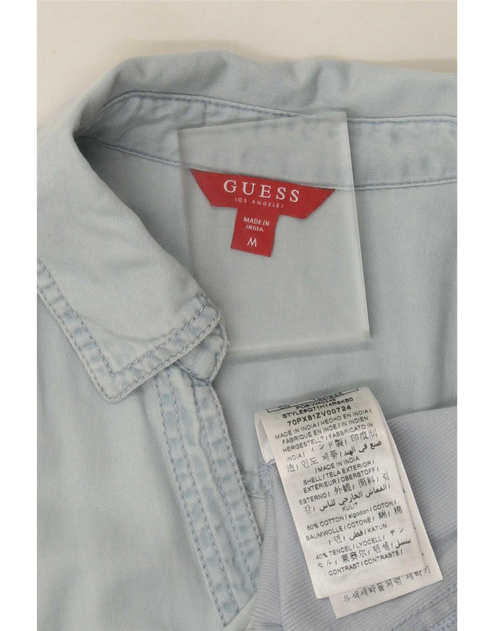 Guess Женская джинсовая рубашка с коротким рукавом UK 12 Medium Blue Tencel