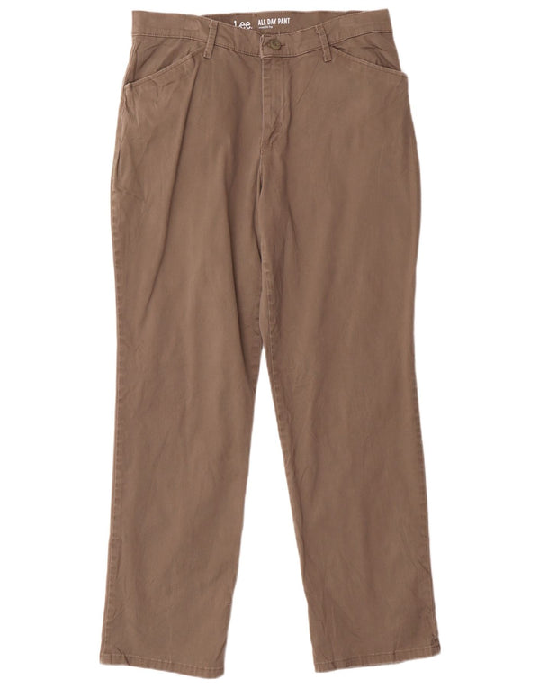 Женские прямые повседневные брюки Lee, размер США 10, большой W30 L29, коричневый хлопок