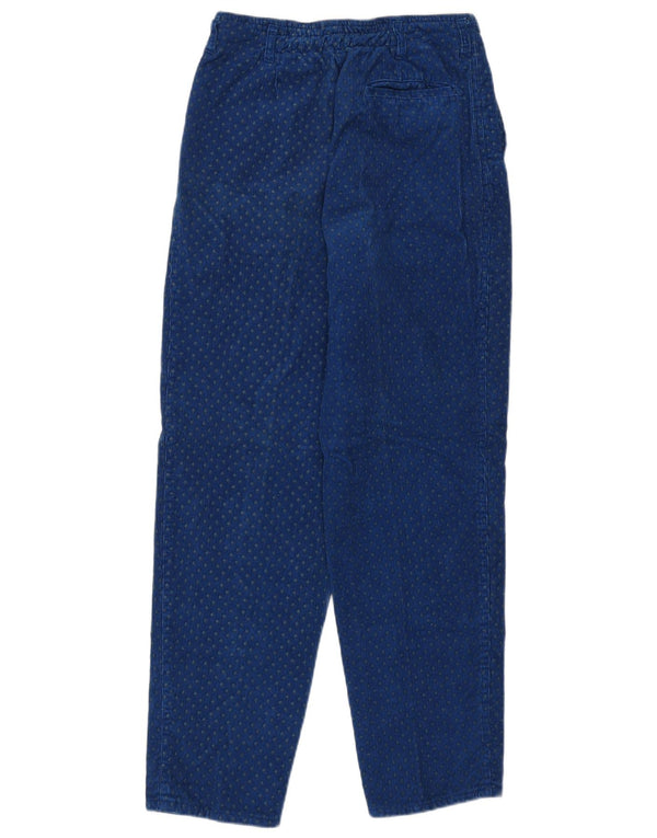 Винтажные женские вельветовые брюки EU 38, средние W26 L28, темно-синие с геометрическим рисунком