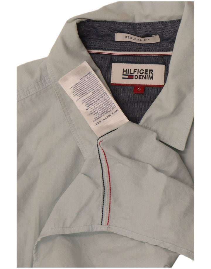 Tommy Hilfiger Мужская рубашка с коротким рукавом, маленький синий хлопок