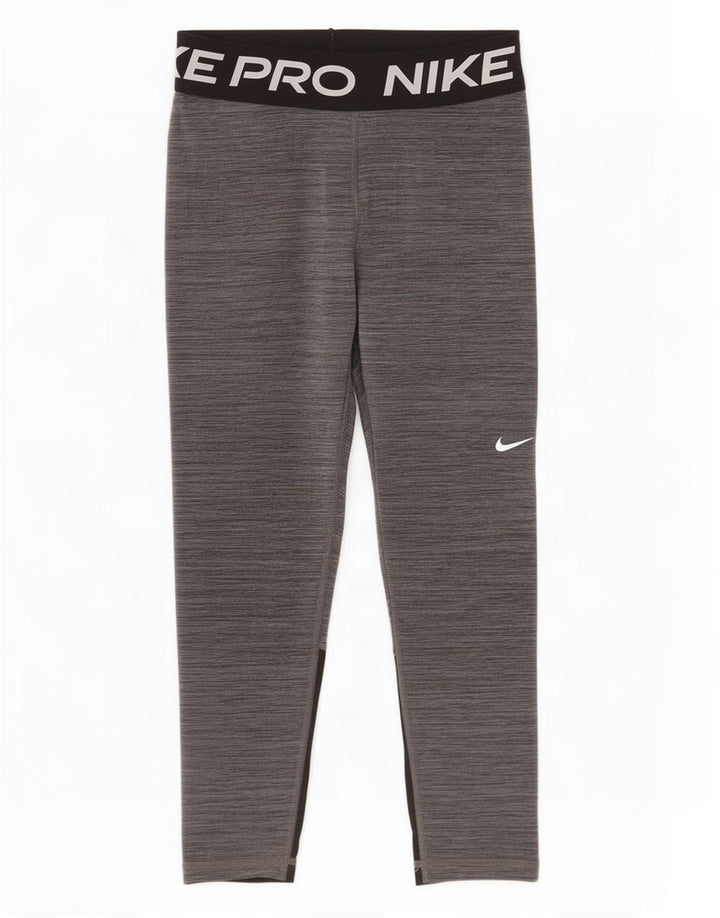Женские леггинсы-капри с рисунком Nike UK 8, маленькие серые, полиэстер с цветными блоками