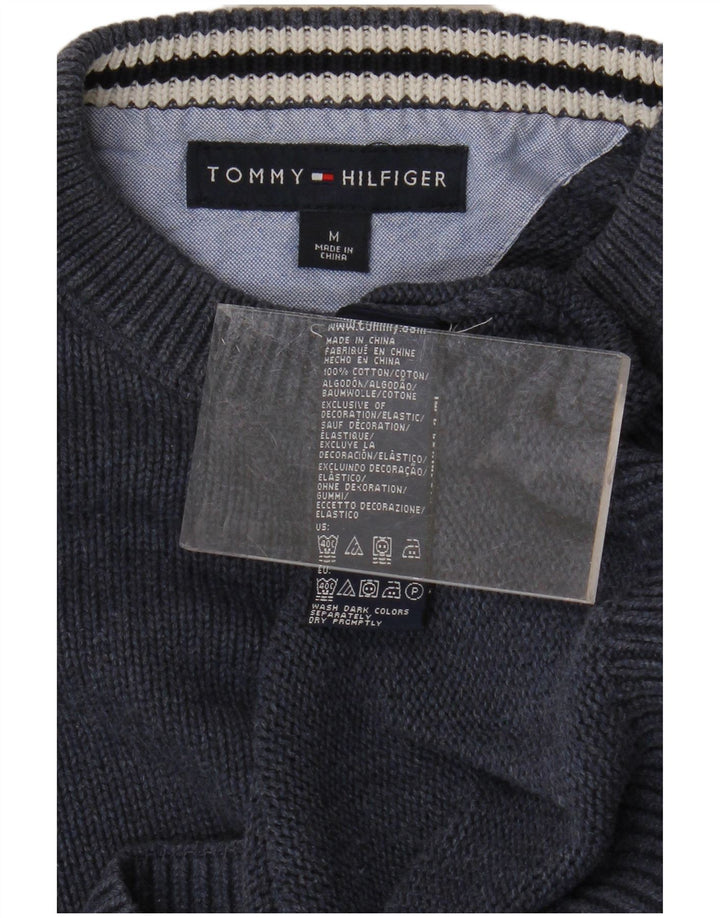 TOMMY HILFIGER Мужской джемпер с круглым вырезом, средний темно-синий хлопковый свитер