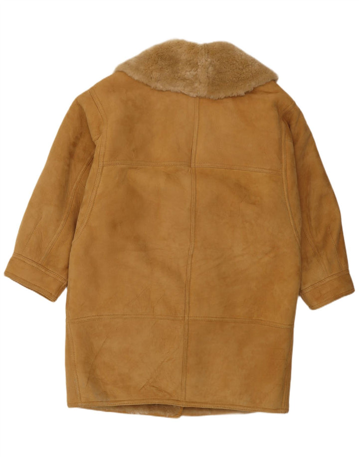 Винтажная женская дубленка свободного кроя IT 44 Medium Beige Shearling