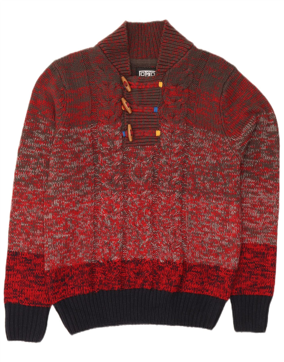 ВИНТАЖНЫЙ женский джемпер с воротником на пуговицах, Великобритания, 18 XL, красные цветные блоки