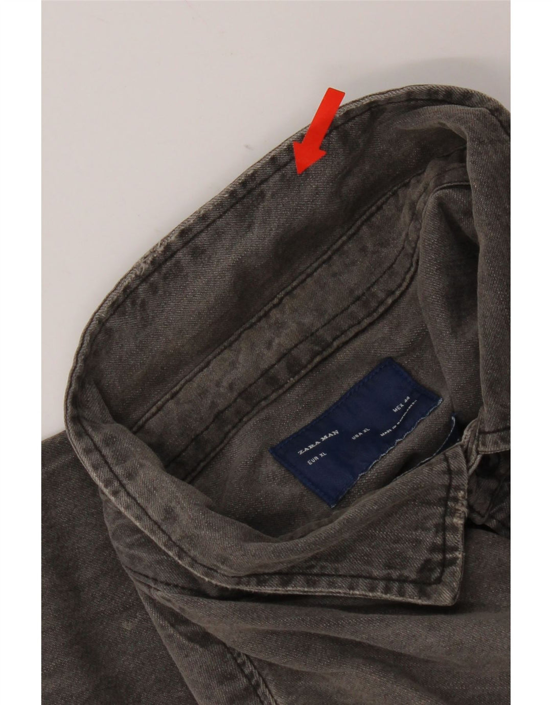 Мужская джинсовая рубашка стандартного кроя Zara XL, серая, хлопок