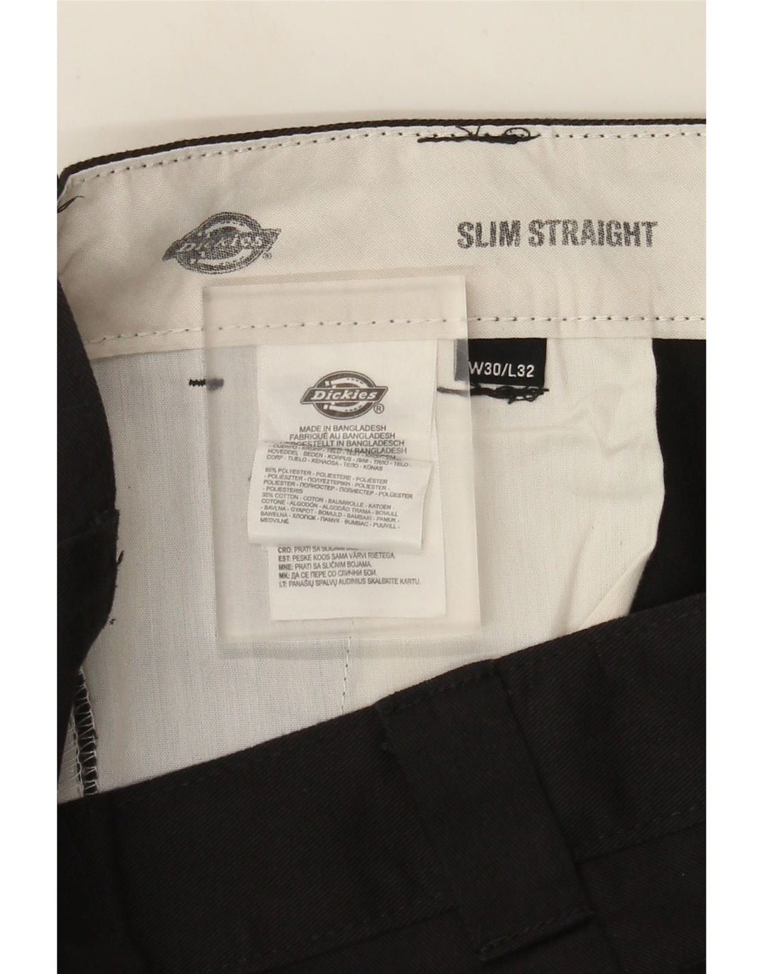 Мужские узкие прямые брюки-чинос Dickies W30 L32, черный полиэстер