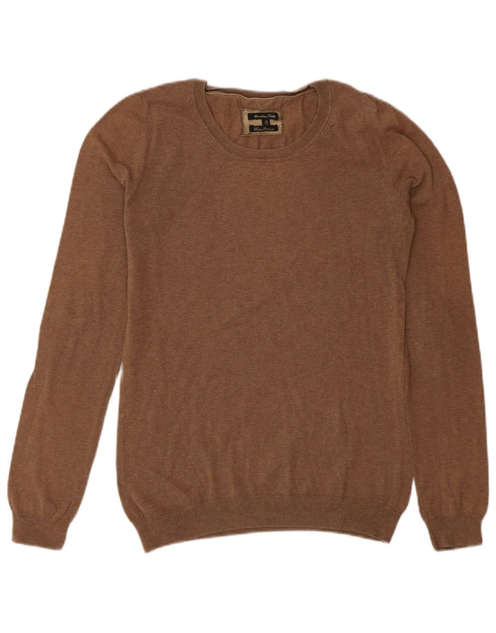 Женский джемпер с круглым вырезом Massimo Dutti UK 12, средний коричневый