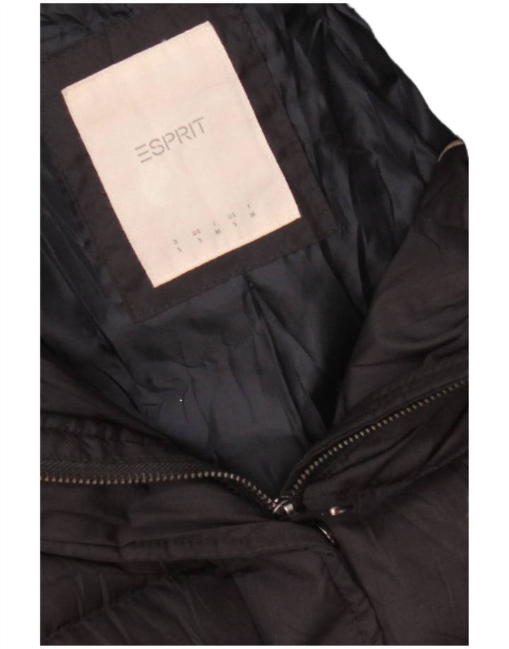 Женская стеганая куртка с капюшоном ESPRIT UK 10, маленькая, черная