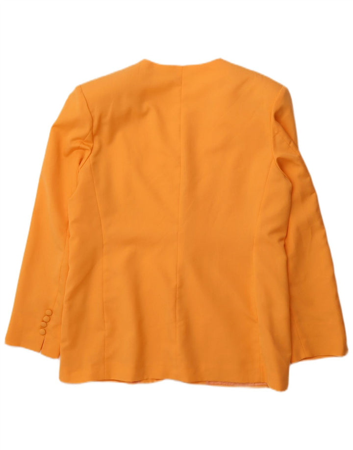 VINTAGE Womens Blazer Jacket UK 16 Large Yellow Viscose