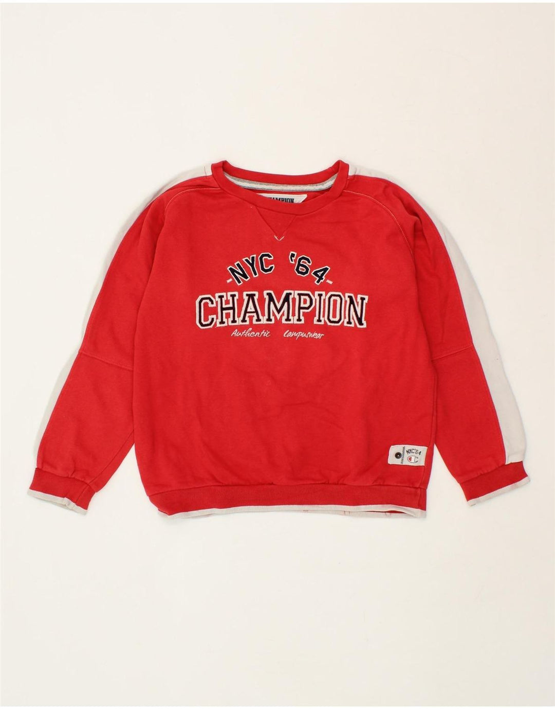 CHAMPION Boys Graphic Sweatshirt Jumper 9-10 Years Medium  Red Cotton Vintage Champion and Second-Hand Champion from Messina Hembry 