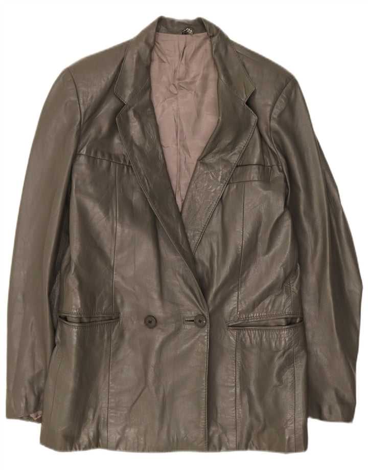 Винтажный женский двубортный пиджак, Великобритания 14, средний зеленый цвет