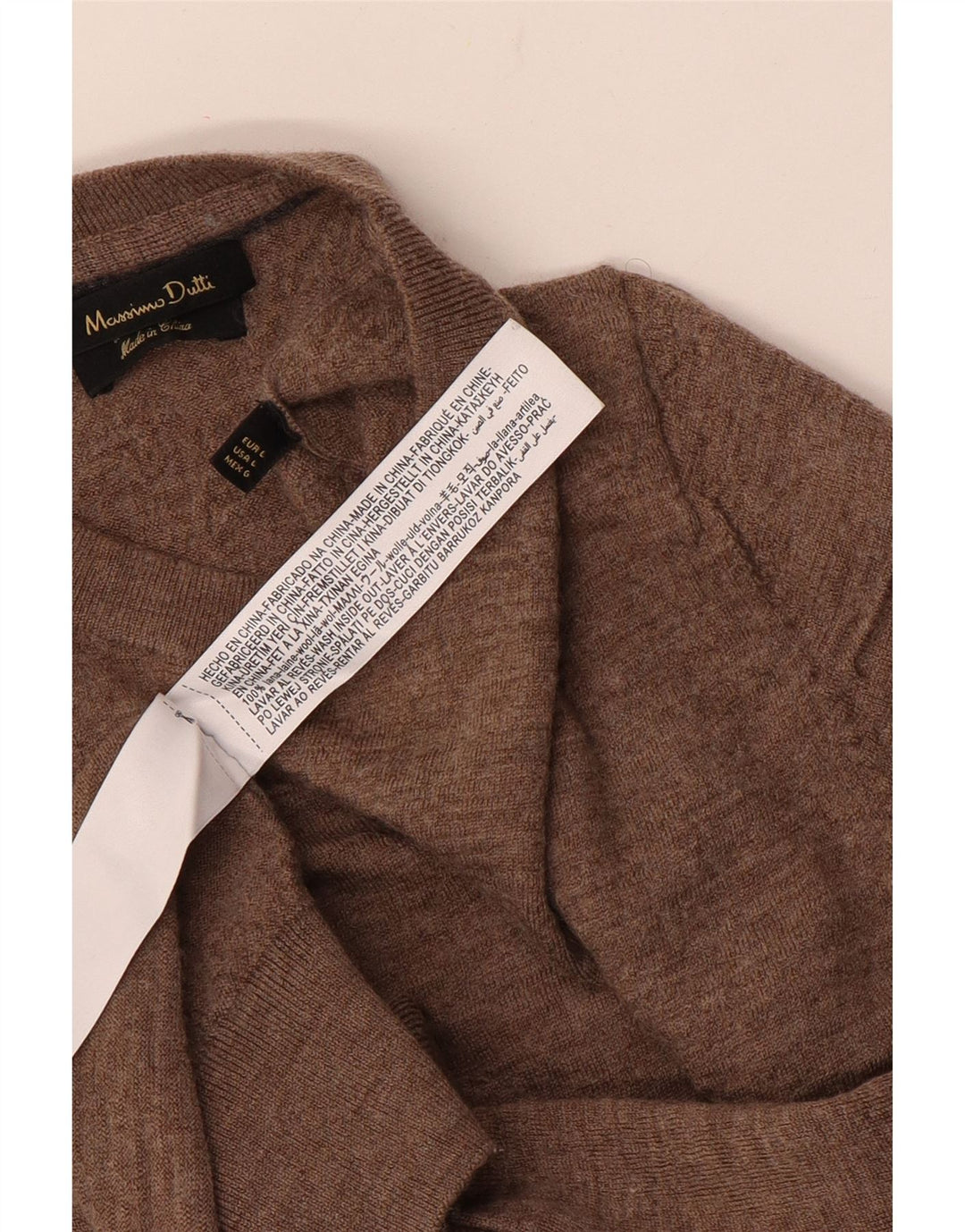 Женский джемпер с круглым вырезом Massimo Dutti, Великобритания 14, большой, коричневый, шерсть