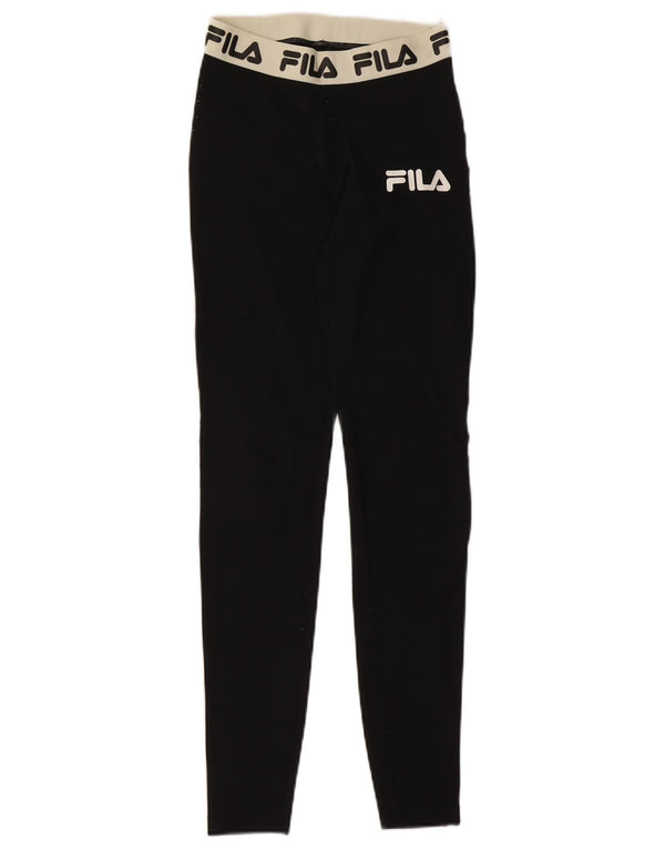 Женские леггинсы с рисунком Fila UK 4 XS, черные, полиэстер с цветными блоками