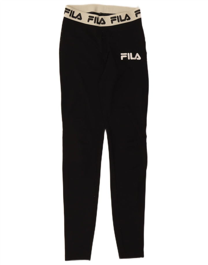 Женские леггинсы с рисунком Fila UK 4 XS, черные, полиэстер с цветными блоками