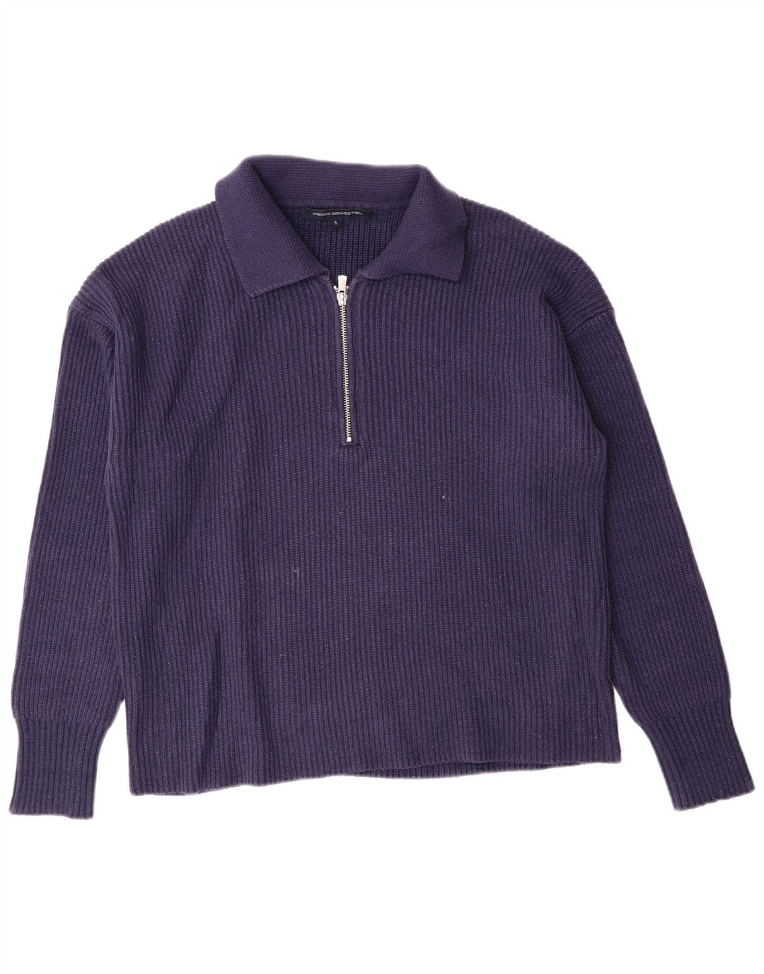 Женский джемпер с воротником-поло FRENCH CONNECTION UK 10, маленький темно-синий