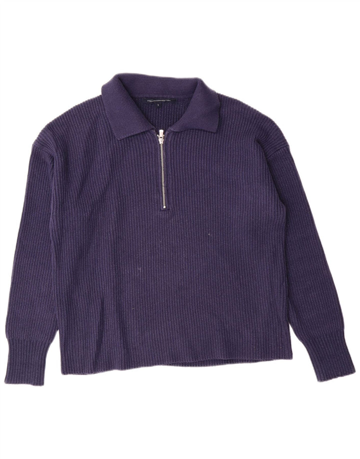 Женский джемпер с воротником-поло FRENCH CONNECTION UK 10, маленький темно-синий