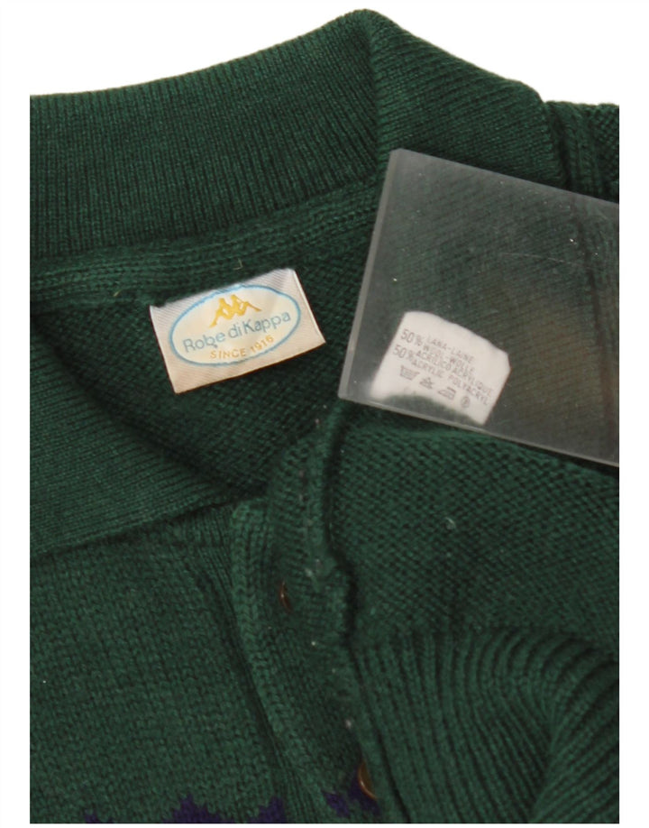 Мужской свитер KAPPA с воротником поло, средний зеленый шерстяной свитер с геометрическим рисунком