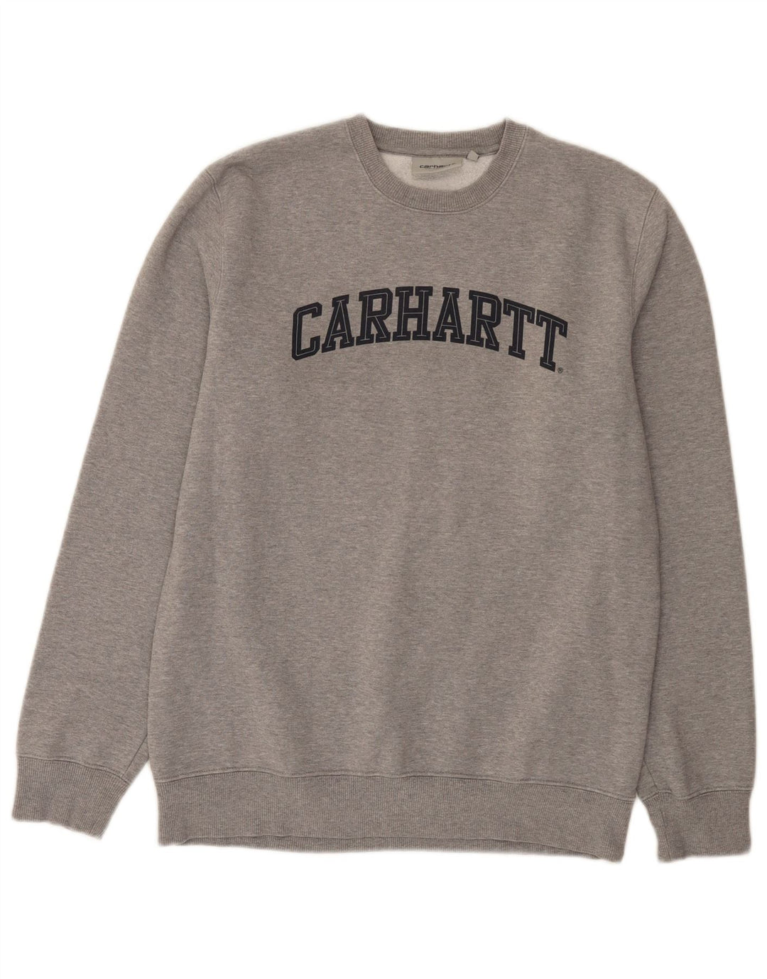 Мужской свитшот Carhartt стандартного кроя с рисунком, хлопковый джемпер среднего серого цвета