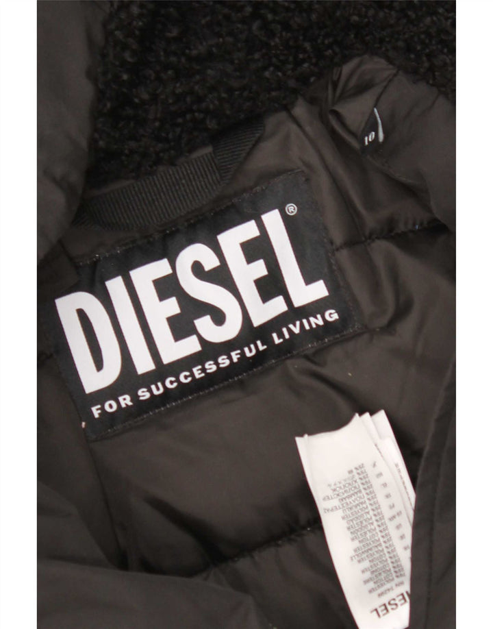 Женская парка Diesel с капюшоном UK 10, маленький черный полиэстер
