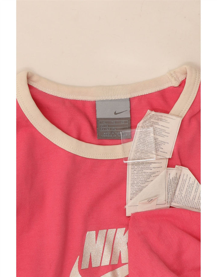 Футболка NIKE с рисунком Air для девочек, топ 15–16 лет, размер XL, розовый хлопок